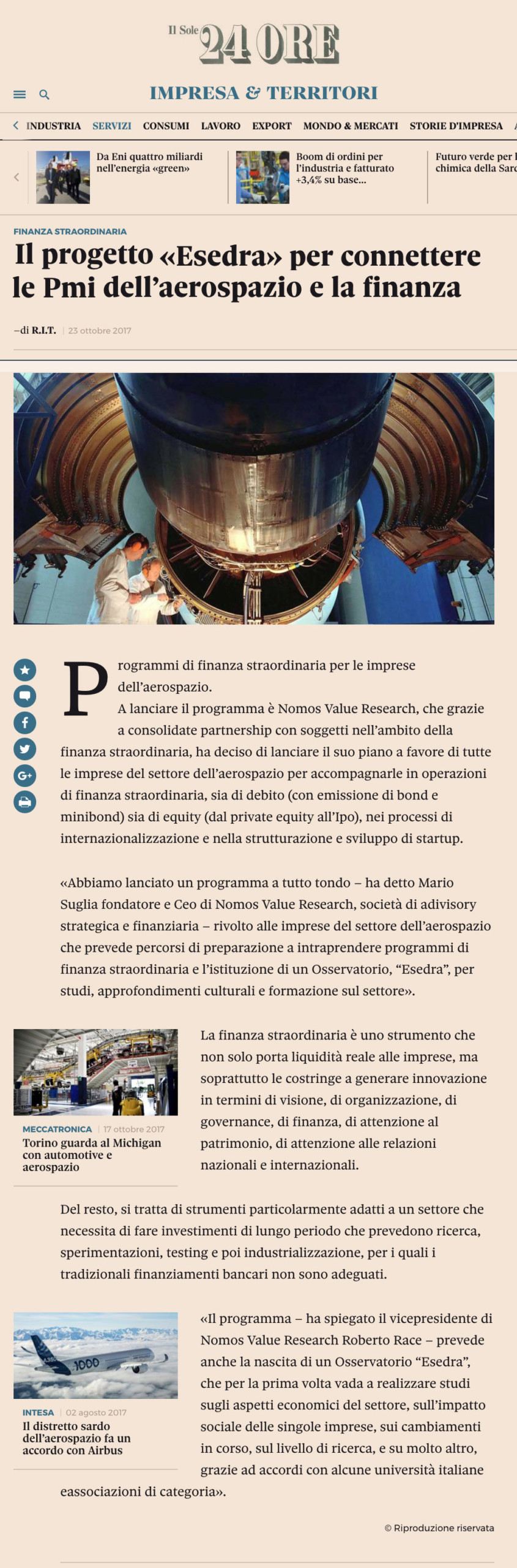 Il-progetto-«Esedra»-per-connettere-le-Pmi-dell%u2019aerospazio-e-la-finanza-Il-Sole-24-ORE